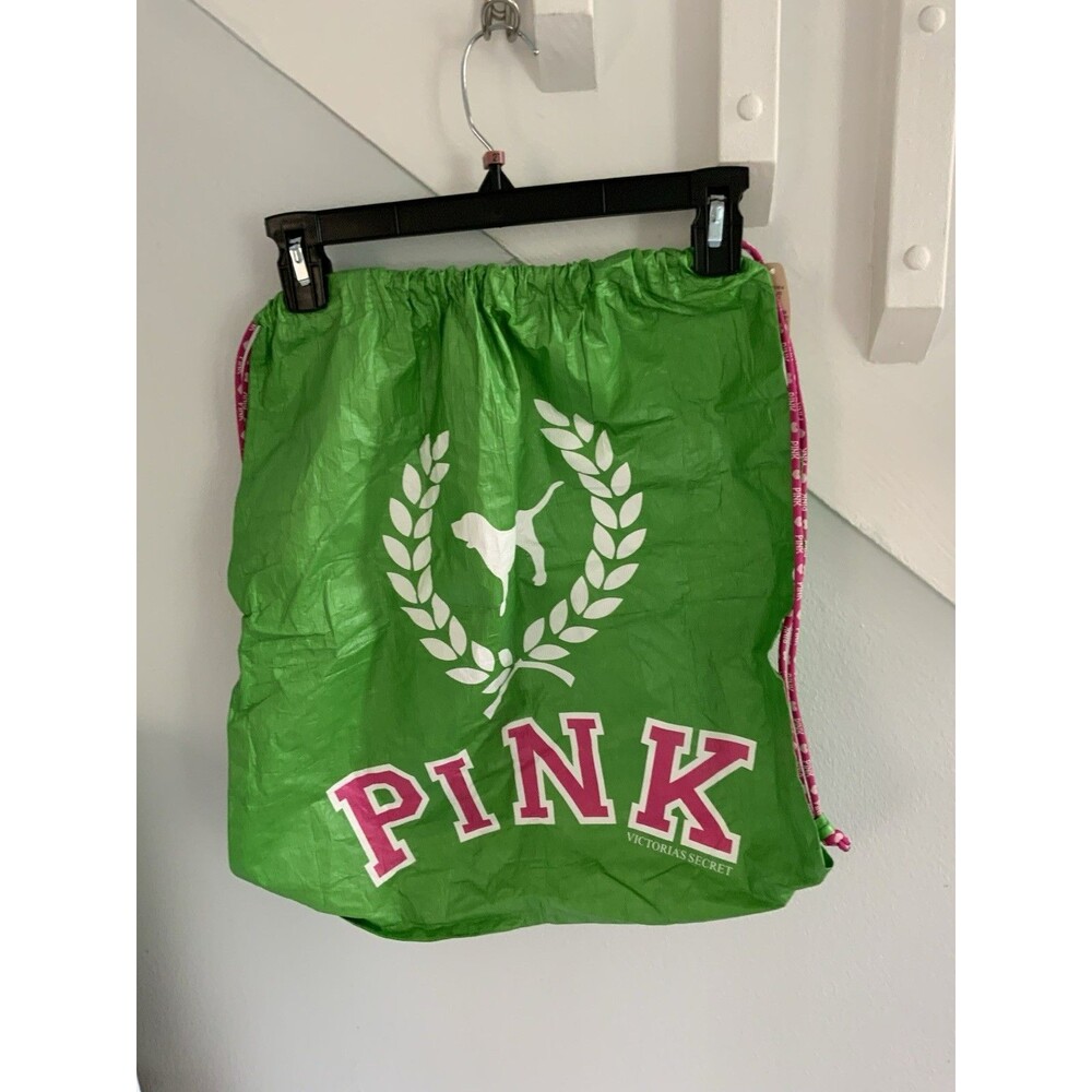 NWT Vintage Victoria’s Secret PINK Dog Logo Backpack Drawstring Pouch Sack Bag